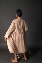 Load image into Gallery viewer, Back view of model wearing an unfastened dressing gown