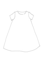 Load image into Gallery viewer, Line drawing of Trapeze dress, the short-sleeved version