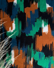 Load image into Gallery viewer, Viscose Twill fabric displayed flat to show splodge pattern print