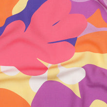 Load image into Gallery viewer, Close-up image of Eco Viscose fabric with a bold, retro-style floral pattern