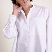 Load image into Gallery viewer, Model wears button-up shirt with chest pocket detail, made of Oxford Cotton Fabric