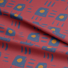 Load image into Gallery viewer, Magnetic Organic Cotton Poplin Fabric shown with soft folds in drape, with a square painted pattern print