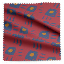 Load image into Gallery viewer, Magnetic Organic Cotton Poplin Fabric shown with soft folds in drape, with a square painted pattern print