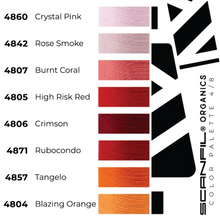 Load image into Gallery viewer, Scanfil organic cotton threads colour palette chart of similar shades with brand logo