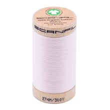 Load image into Gallery viewer, Wooden spool of Scanfil Organic Cotton sewing thread