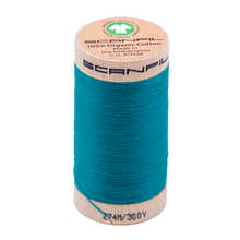 Load image into Gallery viewer, Wooden spool of Scanfil Organic Cotton sewing thread