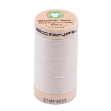 Load image into Gallery viewer, Wooden spool of Scanfil Organic Cotton sewing thread