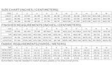 Load image into Gallery viewer, True Bias' Southport Dress Measurements Chart and Fabric requirements