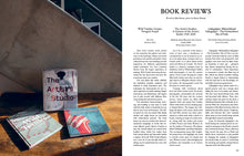 Load image into Gallery viewer, Magazine spread features photos of three books next to article titled: "Book Reviews".