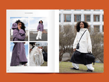 Load image into Gallery viewer, Magazine spread features multiple photos of lady wearing an anorak.
