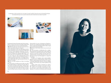 Load image into Gallery viewer, Two-page spread. Interview text on the left, image of Naomi ito on the right