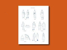 Load image into Gallery viewer, Page of fourteen line illustrations of various designs featured in TAUKO magazine issue 9