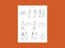 Load image into Gallery viewer, Magazine page with 14 line drawings of various garments