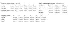 Load image into Gallery viewer, Fabric Requirements and Finished Measures Chart for Sizes 36-46