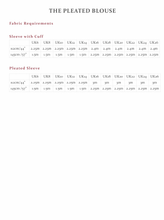 Load image into Gallery viewer, Fabric Requirements Chart for The Pleated Blouse Sewing Pattern