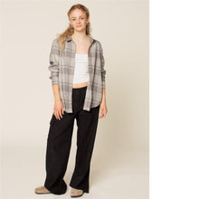 Load image into Gallery viewer, Lady wears the Anna Shirt open over a vest top. Long sleeves pushed up