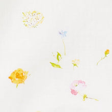Load image into Gallery viewer, Close up of scattered florals pattern design on organic cotton double gauze fabric