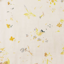 Load image into Gallery viewer, Close up of Organic Cotton Double Gauze fabric shows a watercolour floral print