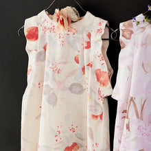 Load image into Gallery viewer, Child's sleeveless dress on hanger, made up in organic cotton double gauze Margo fabric