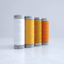 Load image into Gallery viewer, Four reels of Recycled Polyester Sewing Thread in four colours