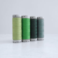 Load image into Gallery viewer, Four reels of Recycled Polyester Sewing Thread in four colours