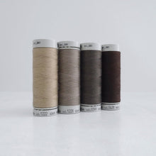 Load image into Gallery viewer, Four reels of Recycled Polyester Sewing Thread in four colours