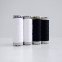 Load image into Gallery viewer, Four reels of Recycled Polyester Sewing Thread in two colours