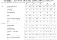 Load image into Gallery viewer, Finished Garment Measurements table.