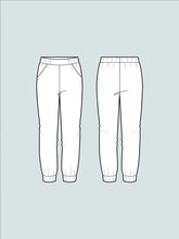 Load image into Gallery viewer, Technical line drawings of the Almost Long Trousers.
