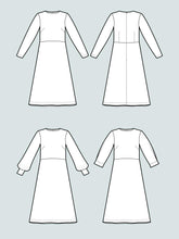 Load image into Gallery viewer, Line Drawings of Multi-Sleeve Midi Dress