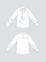 Load image into Gallery viewer, Line Drawing of Tie Bow Blouse