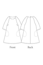Load image into Gallery viewer, Line drawings front and back of The Raglan Dress