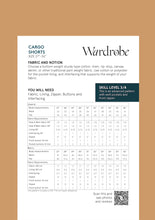 Load image into Gallery viewer, Table of Measures for Cargo Shorts.