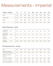 Load image into Gallery viewer, Imperial Measurements Chart for Celestia Dress for sizes 6-14