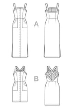 Load image into Gallery viewer, Line drawings front and back of Fiona Sundress