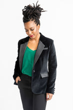 Load image into Gallery viewer, Lady wears Jasika Blazer open with hand in trouser pocket for a more stylised casual look