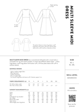 Load image into Gallery viewer, The Assembly Line Multi Sleeve Midi Dress Measures Chart