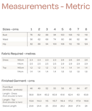 Load image into Gallery viewer, Metric Measures Chart for Tide Dress & Top Sizes 1-8