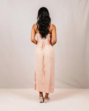 Load image into Gallery viewer, Back view of lady wearing ankle length Saltwater Slip Dress with ties at waist
