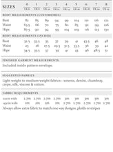 Load image into Gallery viewer, Gathered dress table of measures.