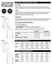 Load image into Gallery viewer, Information and measures for Goldstream Peacoat.