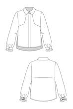 Load image into Gallery viewer, Technical line drawing of blouse.