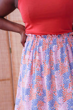 Load image into Gallery viewer, Close up of skirt made with Nenuphar Viscose fabric on body