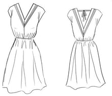 Load image into Gallery viewer, Byzance Dress line drawing front and back