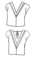 Load image into Gallery viewer, Byzance Top line drawing front and back