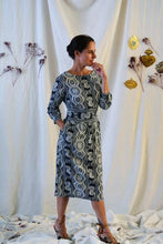 Load image into Gallery viewer, Front view of Sierra dress with round neckline and wide belt