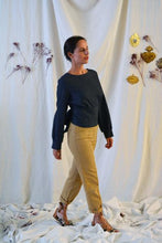 Load image into Gallery viewer, Front of Sierra Top with long sleeves, round neckline, and wide belt