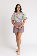 Load image into Gallery viewer, Lady wears a round neckline top with flutter short sleeves