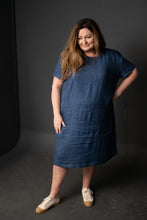 Load image into Gallery viewer, Lady stands wearing Camber Set T-Shirt Dress in Denim