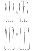 Load image into Gallery viewer, Closet Core Patterns Mitchell Trousers Technical Drawings, front and back views